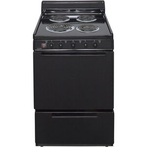 Premier 24 in. 3.0 cu. ft. Oven Freestanding Electric Range with 4 Coil Burners - Black, , hires