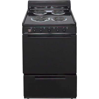 Premier 24 in. 3.0 cu. ft. Oven Freestanding Electric Range with 4 Coil Burners - Black | ECK100B