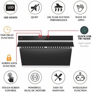 Fotile Prestige 36 in. Ducted Standard Style Range Hood with 1000 CFM, 4 Fan Speeds & 2 LED Lights - Onyx Black, , hires