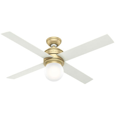 Hunter Hepburn 52 in. Ceiling Fan with LED Light Kit and Wall Control - Modern Brass | 59320