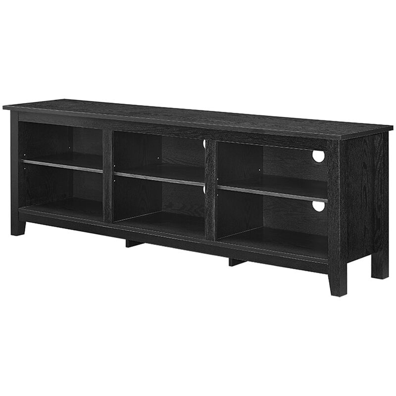 Walker Edison Essential 70 in. Rustic Wood TV Stand - Black, , hires