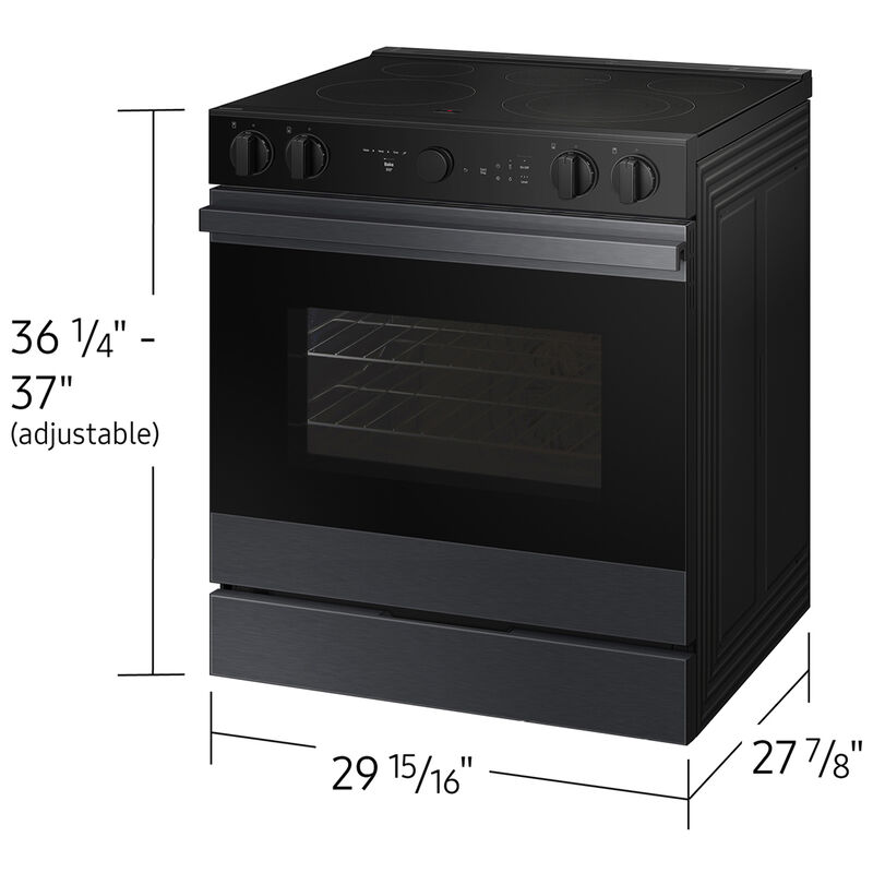 Samsung Bespoke 30 in. 6.3 cu. ft. Smart Air Fry True European Convection Slide-In Electric Range with Smoothtop Burners - Matte Black Steel, , hires