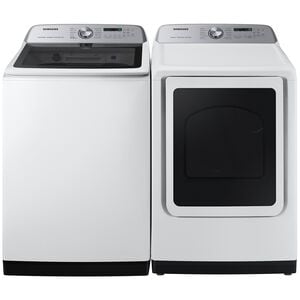 Samsung 27 in. 7.4 cu. ft. Front Loading Electric Dryer with 12 Dryer Programs, 10 Dry Options, Sanitize Cycle, Wrinkle Care & Sensor Dry - White, White, hires