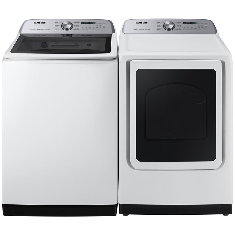 Samsung 27 in. 7.4 cu. ft. Front Loading Electric Dryer with 12 Dryer Programs, 10 Dry Options, Sanitize Cycle, Wrinkle Care & Sensor Dry - White, White, hires