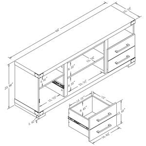 Manhattan Comfort Richmond 60" TV Stand with 2 Drawers & 4 Shelves - Gray, , hires