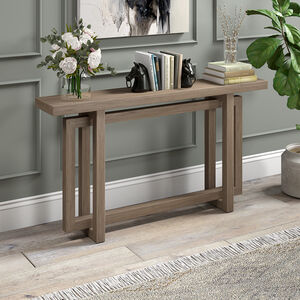Hudson & Canal Breslow 55" Wide Rectangular Console Table - Antiqued Gray Oak, , hires