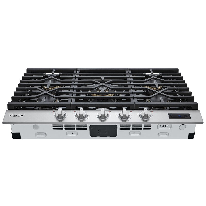 Signature Kitchen Suite 36 in. 5-Burner Smart Natural Gas Cooktop with Simmer Burner & Power Burner - Stainless Steel, , hires