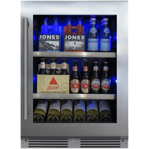 XO 24 in. Built-In/Freestanding 5.7 cu. ft. Compact Beverage Center with Adjustable Shelves & Digital Control - Stainless Steel, , hires