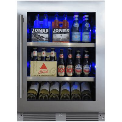 XO 24 in. Built-In/Freestanding 5.7 cu. ft. Compact Beverage Center with Adjustable Shelves & Digital Control - Stainless Steel | XOU24BCGSX