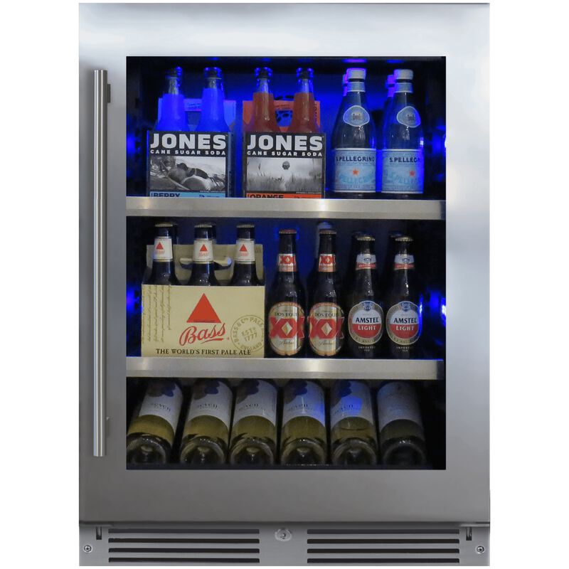 XO 24 in. Built-In/Freestanding 5.7 cu. ft. Compact Beverage Center with Adjustable Shelves & Digital Control - Stainless Steel, , hires