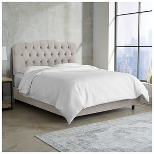 Skyline Furniture Tufted Velvet Fabric Upholstered Queen Size Bed - Buckwheat, Buckwheat, hires