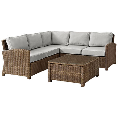 Crosley Bradenton 4 Piece Outdoor Wicker Sectional Set - Gray | KO70019WB-GY
