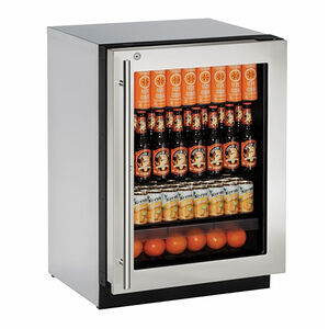 U-Line 2000 Series 24 in. Built-In 4.9 cu. ft. Compact Beverage Center with Adjustable Shelves & Digital Control - Stainless Steel, , hires