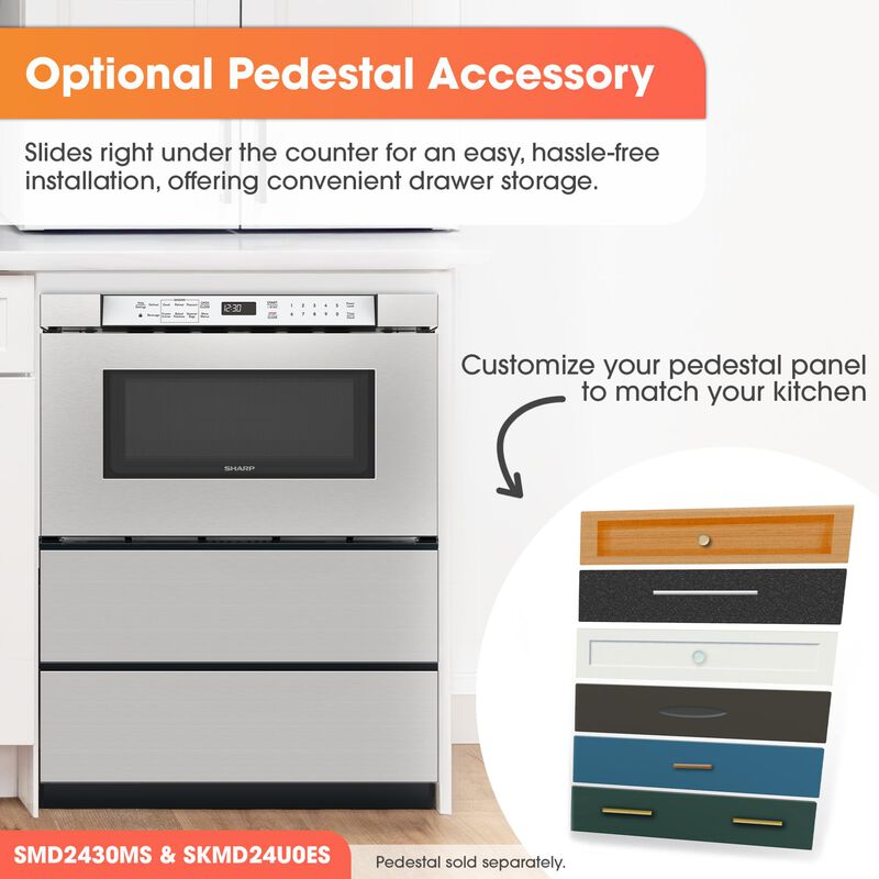 Sharp 24 in. 1.2 cu. ft. 950W Drawer Microwave with Sensor Cooking - Stainless Steel, , hires