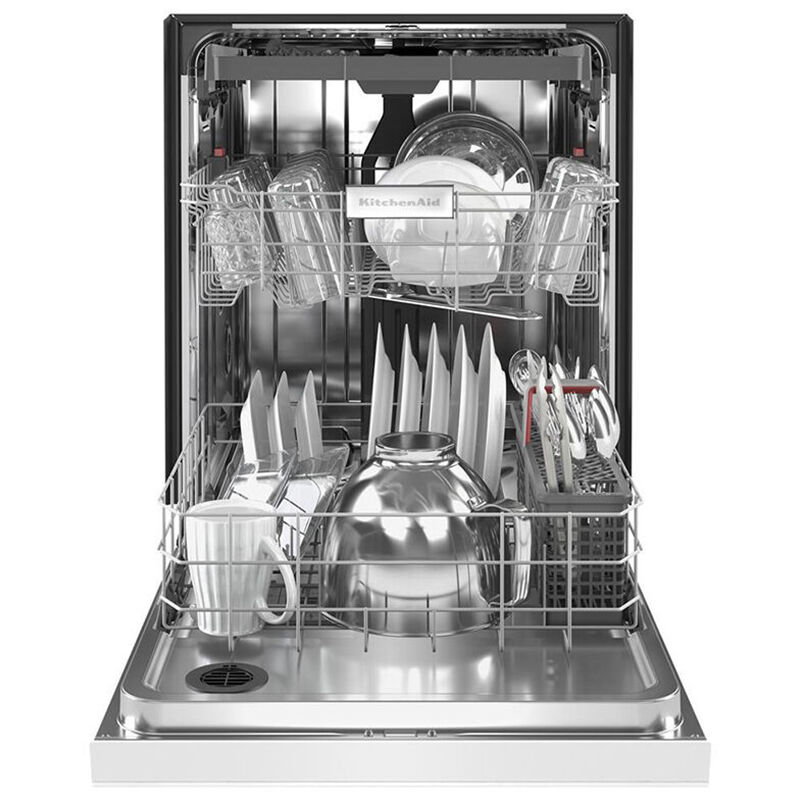 KitchenAid 24 in.Built-In Dishwasher with Front Control, 39 dBA Sound Level, 13 Place Settings, 5 Wash Cycles & Sanitize Cycle - White, White, hires