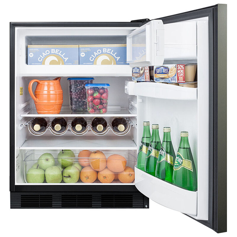 Summit 24 in. 5.1 cu. ft. Mini Fridge with Freezer Compartment - Black Stainless Steel, , hires