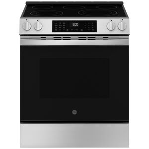 GE 30 in. 5.3 cu. ft. Smart Air Fry Standard Convection Slide-In Electric Range with Radiant Burners - Fingerprint Resistant Stainless, Fingerprint Resistant Stainless, hires