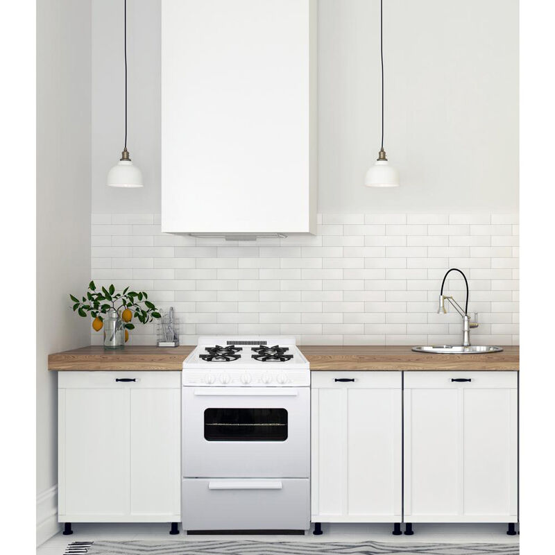 Premier 24 in. 2.9 cu. ft. Gas Range with 4 Sealed Burners - White, , hires