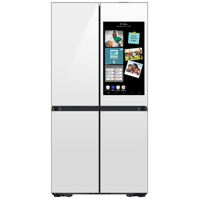 Samsung Bespoke 36 in. 22.5 cu. ft. Smart Counter Depth 4-Door French Door Refrigerator with Family Hub & Internal Water Dispenser - White Glass | RF23DB990012