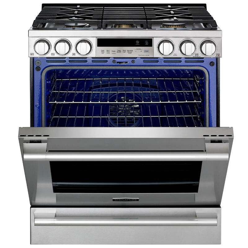 Signature Kitchen Suite 30 in. 6.3 cu. ft. Smart Standard Convection Slide-In Gas Range with 5 Sealed Burners & Griddle - Stainless Steel, , hires