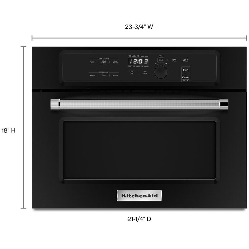 KitchenAid 24 in. 1.4 cu.ft Built-In Microwave with 10 Power Levels & Sensor Cooking Controls - Black, Black, hires