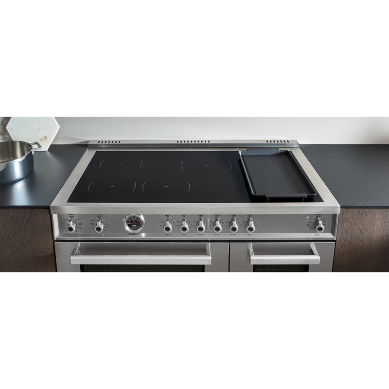 Bertazzoni Professional Series 48 in. 7 cu. ft. Air Fry Dual Convection Double Oven Electric Range with 6 Induction Burners & Griddle - Stainless Steel, , hires