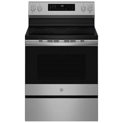GE Profile 30 in. 5.3 cu. ft. Smart Air-Fry Standard Convection Electric Range with Radiant Burners - Fingerprint Resistant Stainless Steel | PRF700AYFS