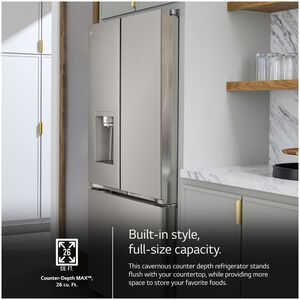 LG 36 in. 25.5 cu. ft. Smart Counter Depth French Door Refrigerator with External Ice & Water Dispenser, 4 types of Ice and Pocket Doors - PrintProof Stainless Steel, PrintProof Stainless Steel, hires