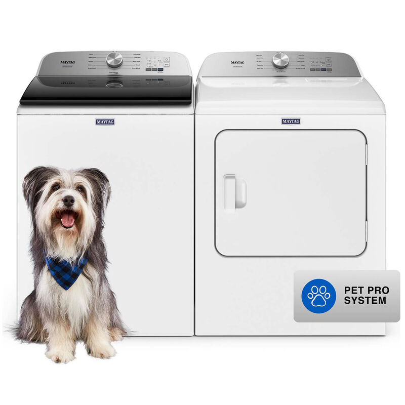 Maytag Pet Pro 27.5 in. 4.7 cu. ft. Top Load Washer with Agitator & Advanced Vibration Control - White, White, hires