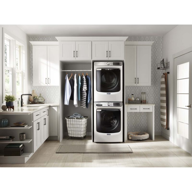 Maytag 27 in. 7.3 cu. ft. Smart Stackable Gas Dryer with Extra Power Button, Industry-Exclusive Extra Moisture Sensor, Sanitize & Steam Cycle - White, White, hires