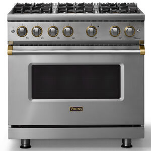 Viking 5 Series 36 in. 5.1 cu. ft. Standard Convection Gas Range with 6 Sealed Burners - Stainless Steel, , hires