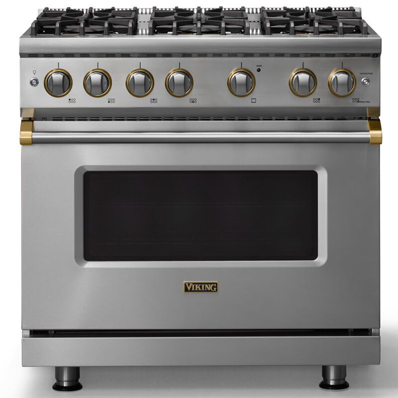 Viking 5 Series 36 in. 5.1 cu. ft. Standard Convection Gas Range with 6 Sealed Burners - Stainless Steel, , hires