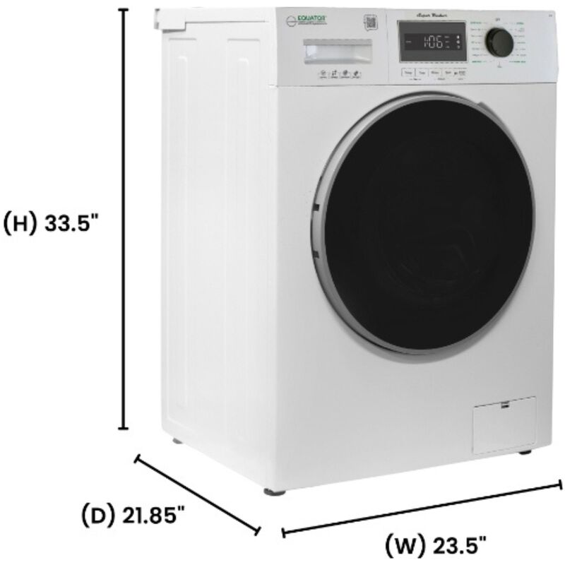 Equator Compact 24 in. 1.57 cu. ft. Stackable Front Load Washer with Pet & Sanitize Cycle - White, , hires