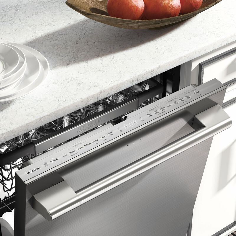 Signature Kitchen Suite 24 in. Top Control Smart Dishwasher with 40 dBa Sound Level, 3rd-Rack & Hybrid Condensing Drying - Stainless Steel, , hires