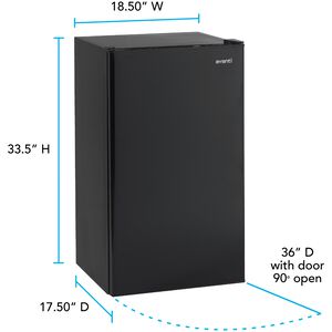Avanti 19 in. 3.2 cu. ft. Mini Fridge with Freezer Compartment - Black, Black, hires