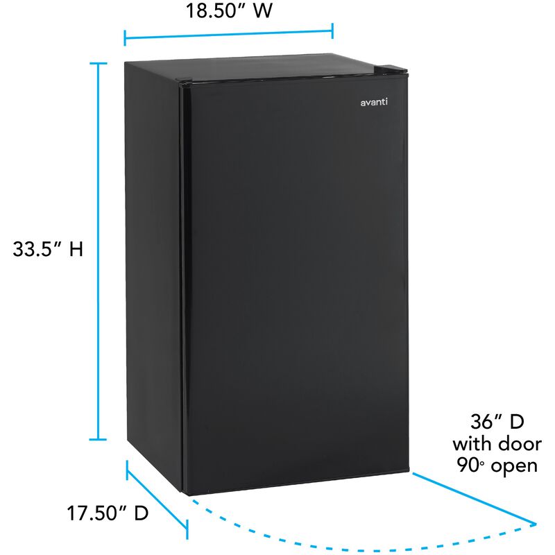 Avanti 19 in. 3.2 cu. ft. Mini Fridge with Freezer Compartment - Black, Black, hires