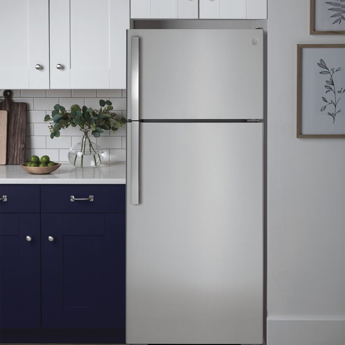 GE 28 in. 17.5 cu. ft. Top Freezer Refrigerator Stainless Steel P.C. Richard Son