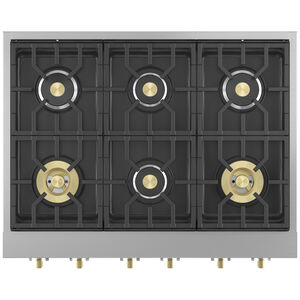 Monogram Professional Series 36 in. 6-Burner Natural Gas Rangetop with Simmer Burner & Power Burner - Stainless Steel, , hires