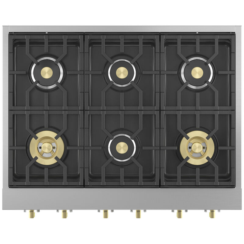 Monogram Professional Series 36 in. 6-Burner Natural Gas Rangetop with Simmer Burner & Power Burner - Stainless Steel, , hires