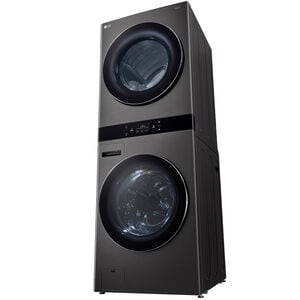 LG 27 in. 5.0 cu. ft. Smart Electric Front Load WashTower with AI Sensor Dry, TurboSteam, Allergiene Cycle, ezDispense, AI DD 2.0 Advanced Washing, Sensor Dry, Sanitize & Steam Cycle - Black Steel, , hires