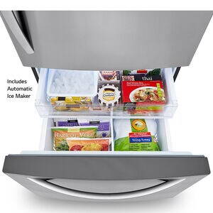 LG 33 in. 25.5 cu. ft. Bottom Freezer Refrigerator with Ice Maker - PrintProof Stainless Steel, PrintProof Stainless Steel, hires