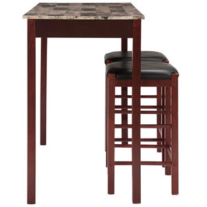 Asher 42" Three Piece Tavern Set With Faux Marble Top - Espresso, , hires