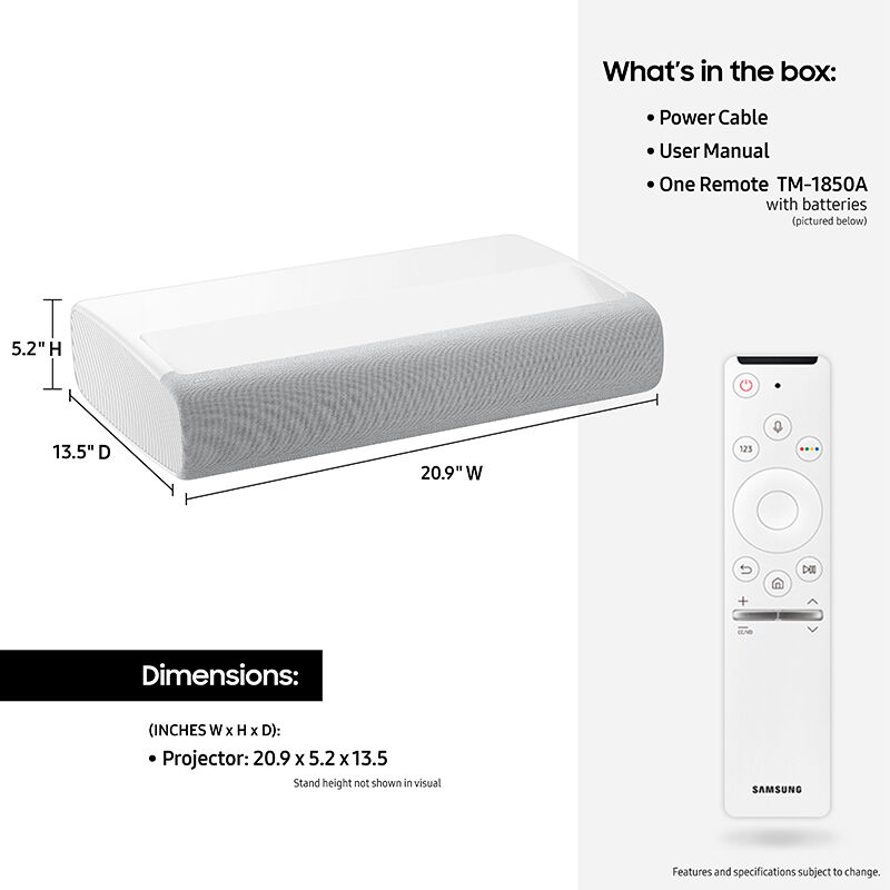 Samsung Premiere 4K (2160p) UHD Single Laser Wireless Smart Short Throw Projector with HDR, , hires