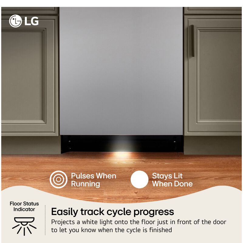 LG 24 in. Top Control Flush-Mount Smart Dishwasher with 44 dBA Sound Level, 3rd-Rack, AutoVent Dry, Dynamic Heat Dry & Pocket Handle - PrintProof Stainless Steel, , hires