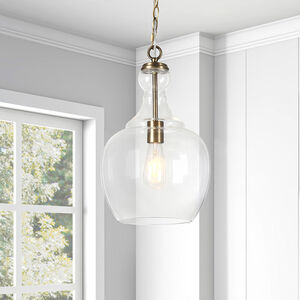 Hudson & Canal Westford 11 in. Pendant with Clear Glass - Brass, , hires