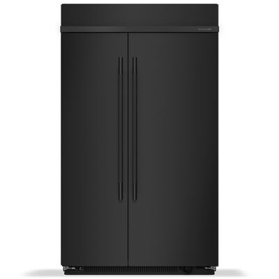 KitchenAid 48 in. 30.0 cu. ft. Built-In Counter Depth Side-by-Side Refrigerator with Ice Maker - Black Ore | KBSN748SBE