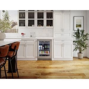 Zephyr Presrv Series 24 in. Built-In/Freestanding 5.6 cu. ft. Compact Beverage Center with Adjustable Shelves & Digital Control - Stainless Steel, , hires