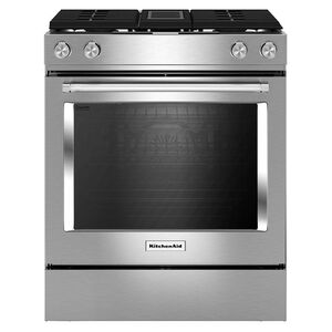 KitchenAid 30 in. 6.4 cu. ft. Convection Oven Slide-In Dual Fuel Range with 4 Sealed Burners - Stainless Steel, , hires
