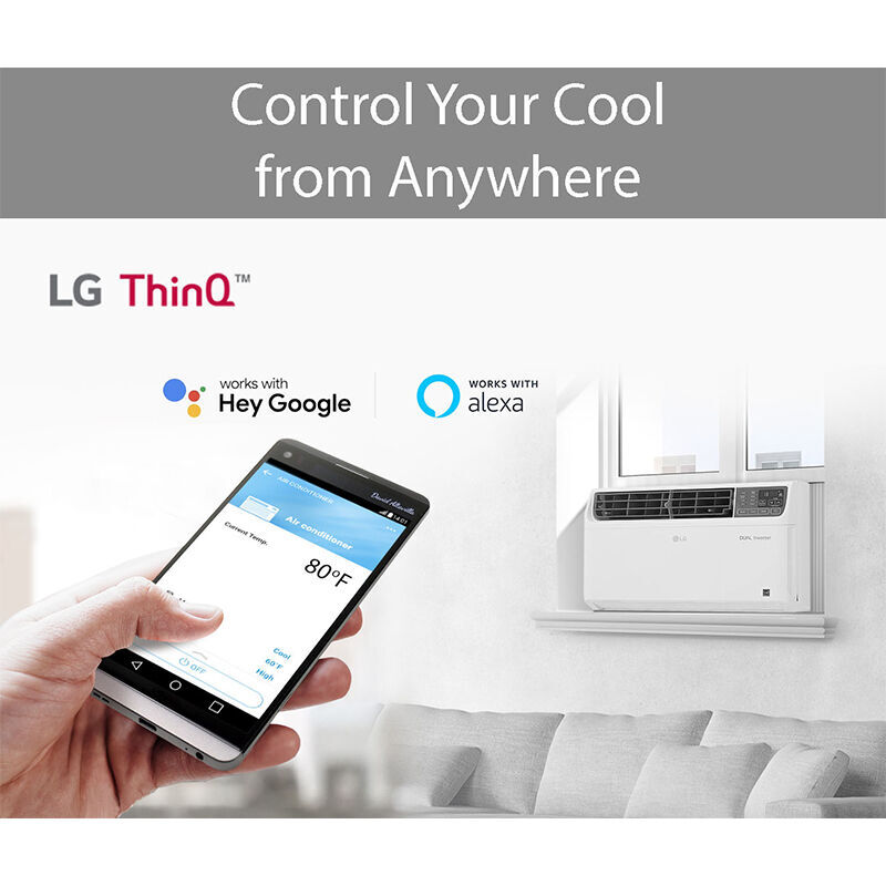 LG 8,000 BTU Smart Energy Star Window Air Conditioner with Dual Inverter, Sleep Mode & Remote Control - White, , hires