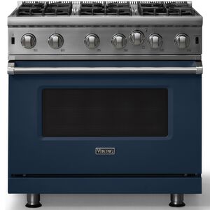 Viking 5 Series 36 in. 5.1 cu. ft. Standard Convection Gas Range with Open Burners - Slate Blue, , hires